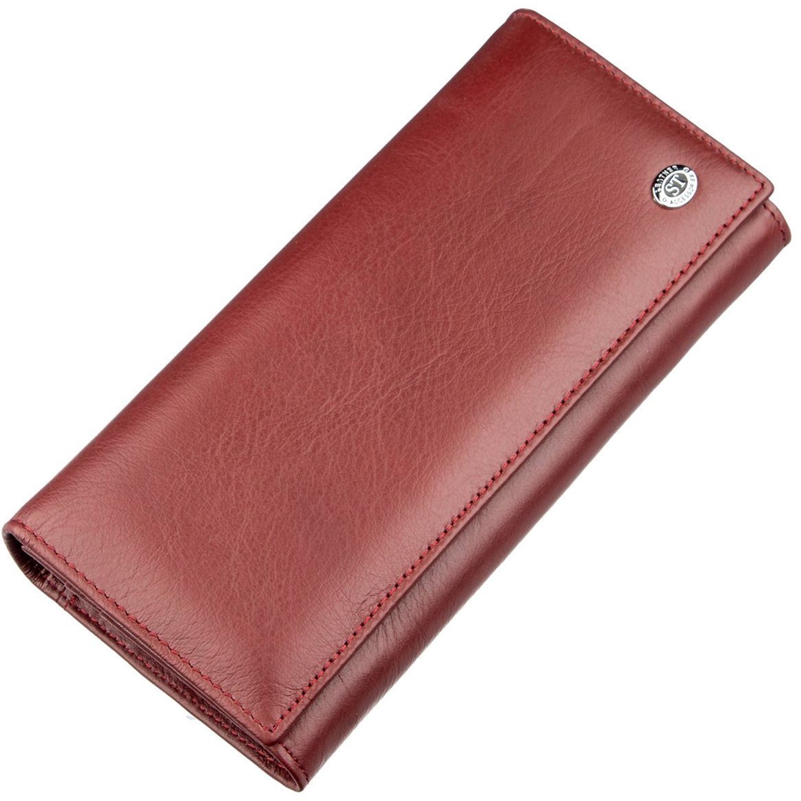 Акция на Жіночий гаманець шкіряний ST Leather Accessories 18877 Темно-червоний от Rozetka