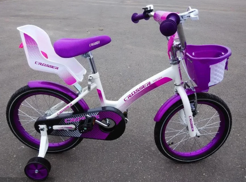 

Детский велосипед для девочки KIDS BIKE CROSSER 3 колеса 20" с передней корзинкой и сидением для куклы