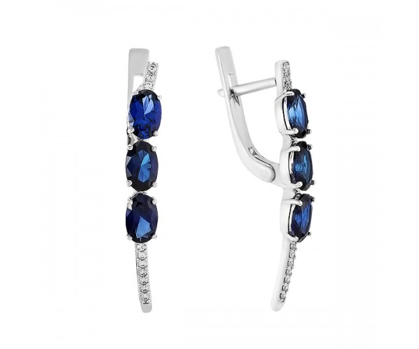 

Серьги серебряные с гидротермальным сапфиром и фианитами 2990/9р-HSPH