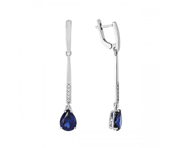 

Серьги серебряные с гидротермальным сапфиром и фианитами 2892/9р-HSPH