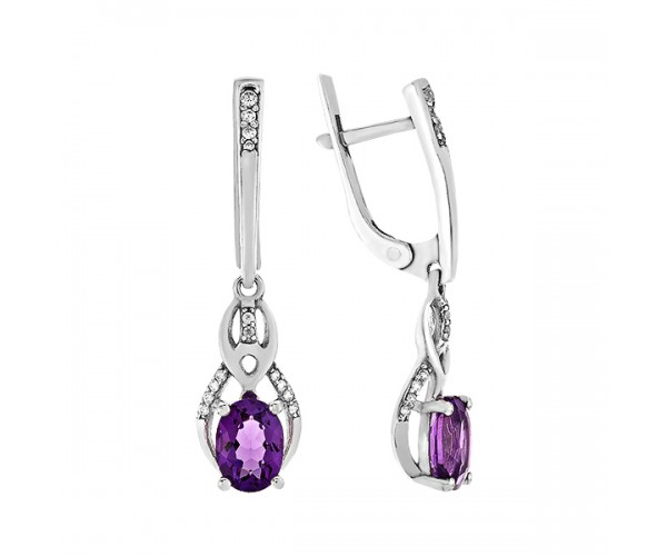 

Серьги серебряные с аметистом и фианитами 2043/1р-AMET