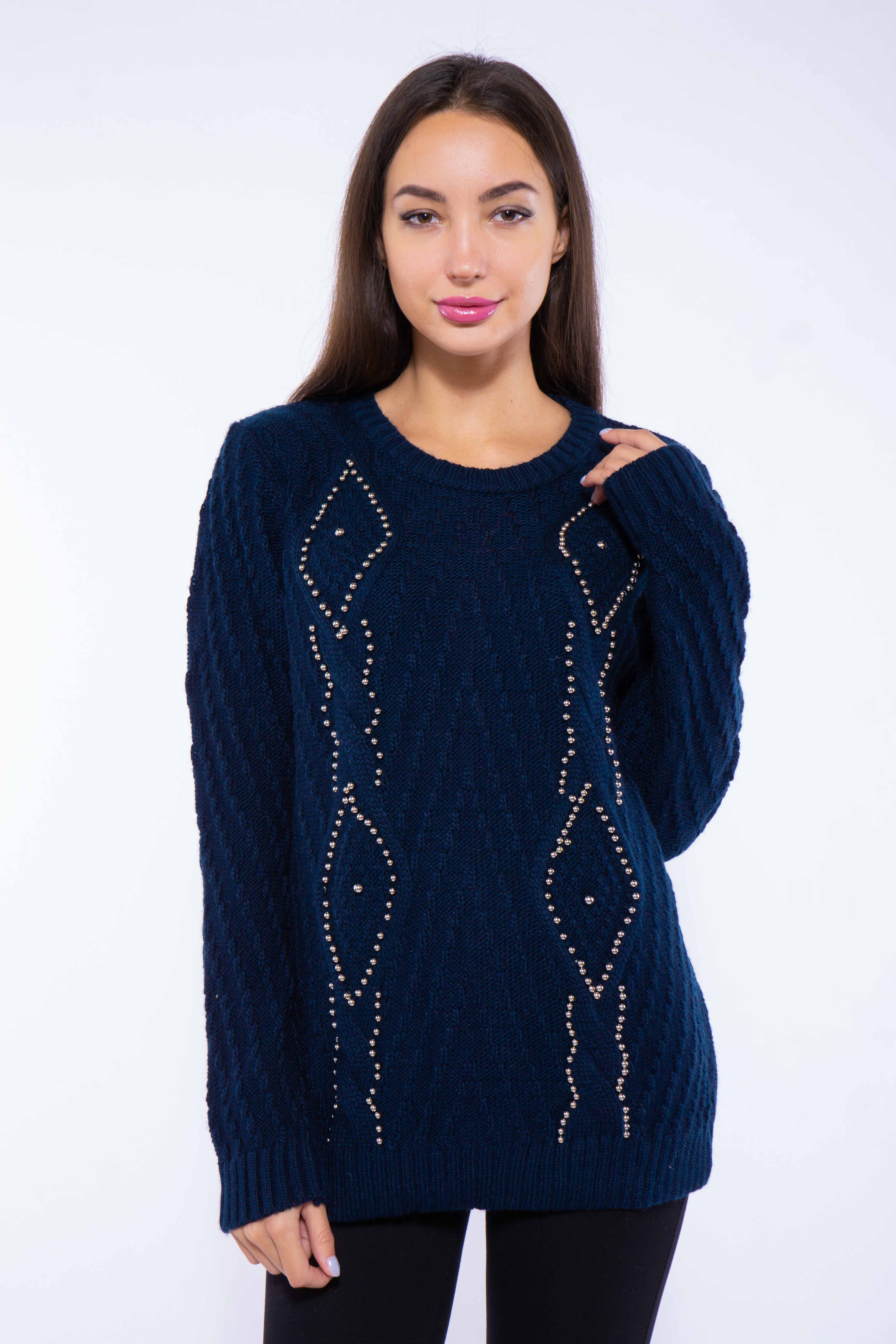 

Свитер женский с бусинами Time of Style 120PVA1026 L-XL Чернильный