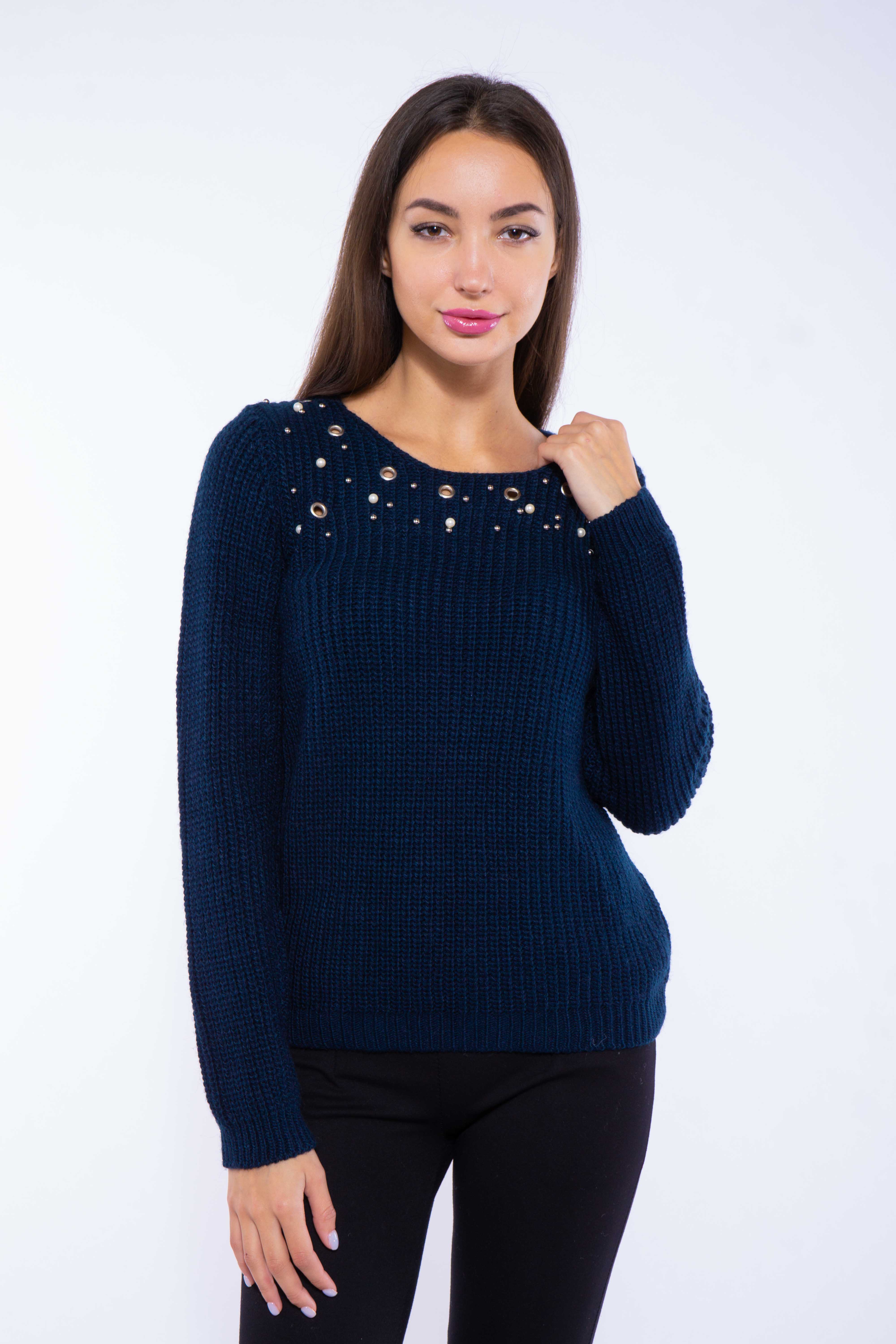 

Свитер женский с люверсами Time of Style 120PVA1018 S-M Чернильный