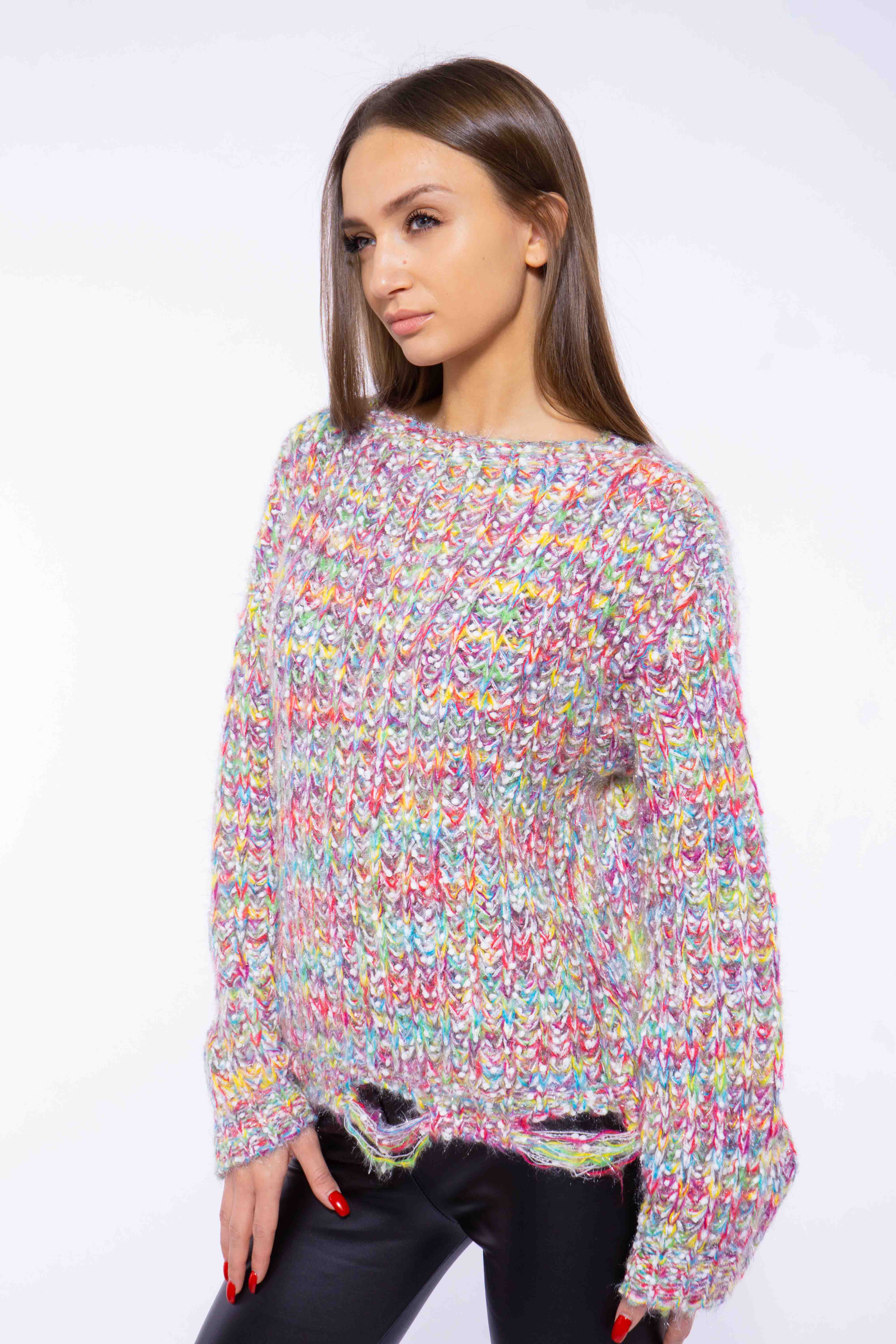 

Свитер женский Oversize Time of Style 120PFA397167 M-L Салатово-красный