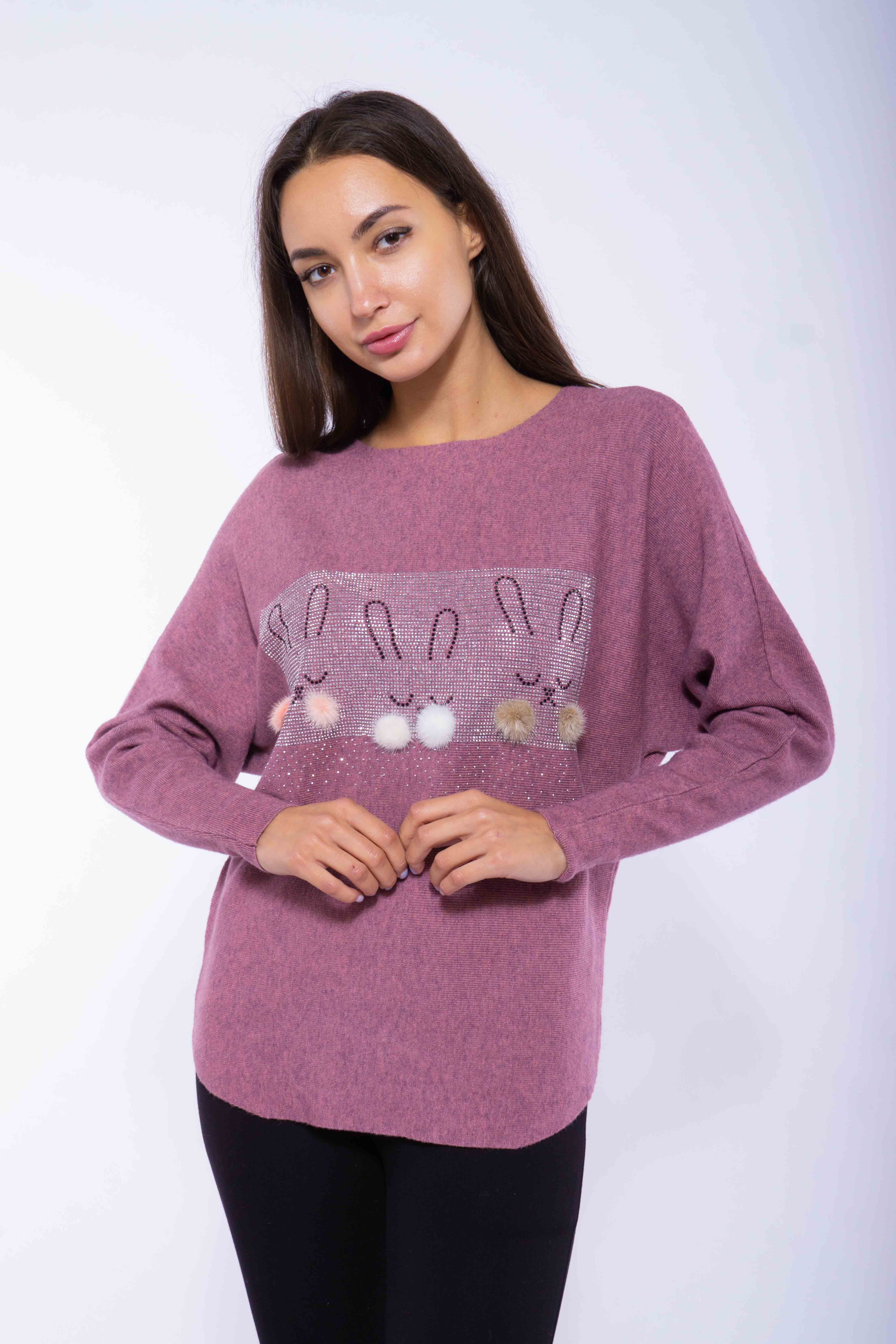 

Свитер женский Bunny Time of Style 120PFA9836 S-M Темно-розовый/меланж