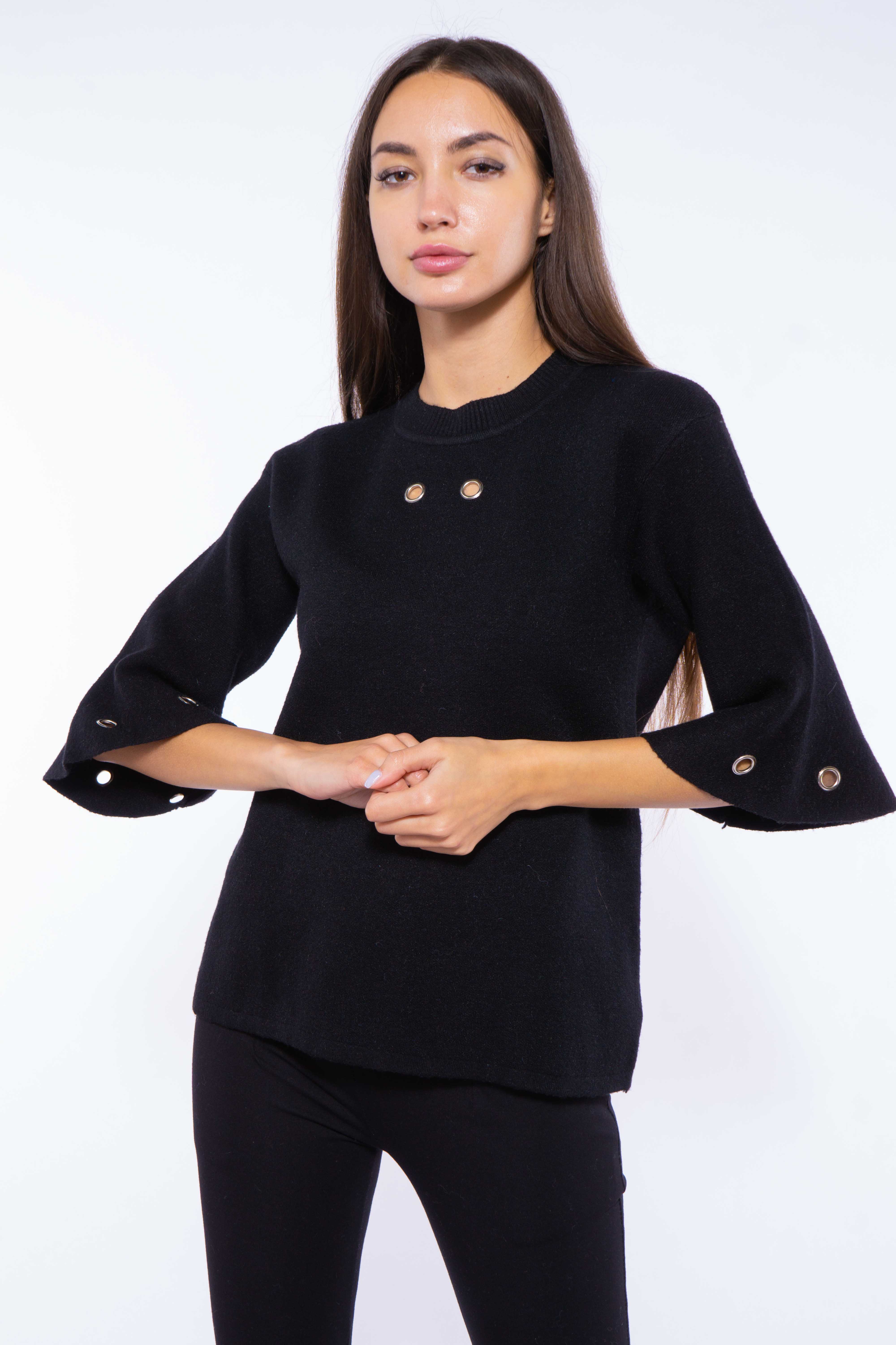 

Свитер с люверсами Time of Style 120PFA046128 S-M Черный