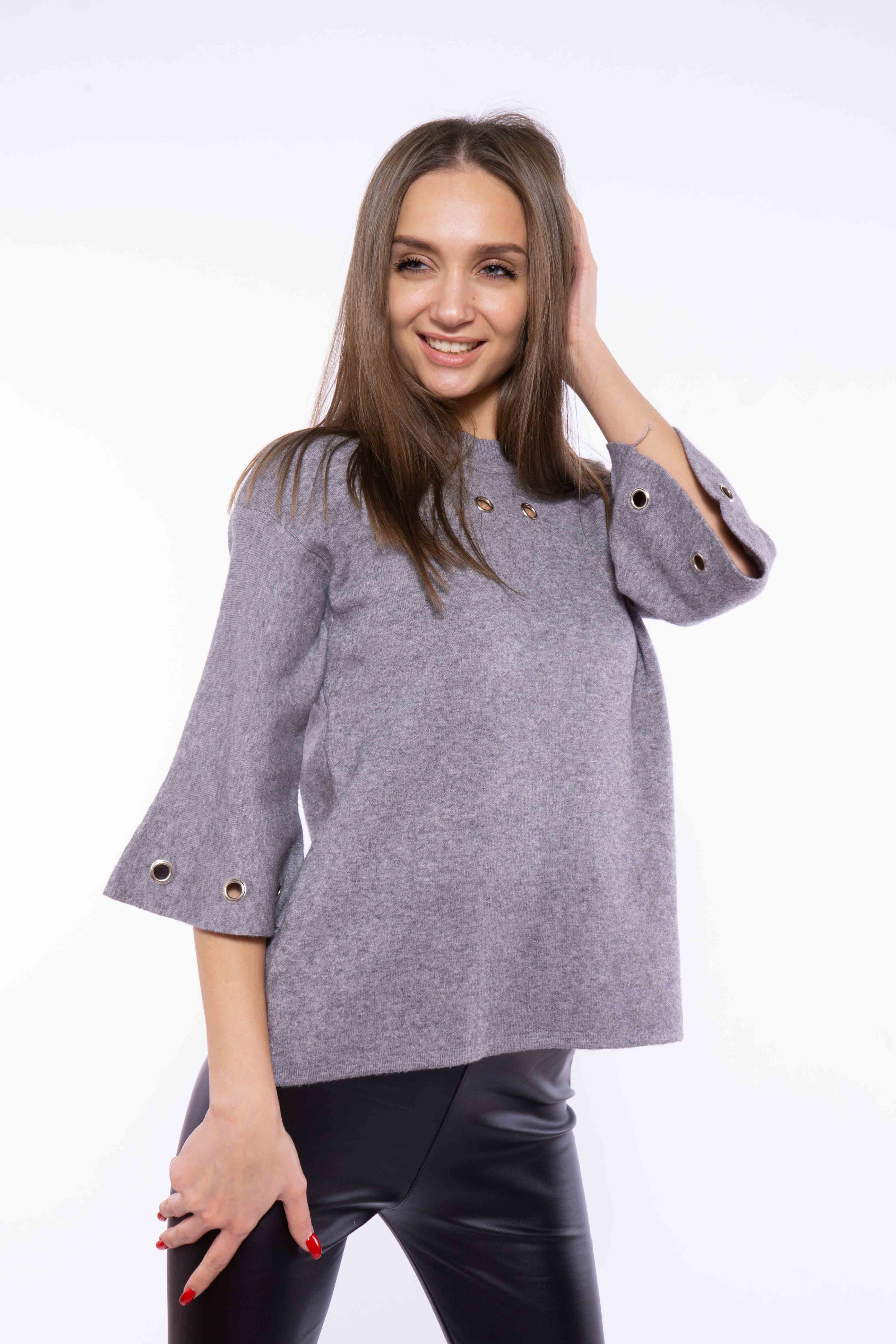 

Свитер с люверсами Time of Style 120PFA046128 S-M Серый