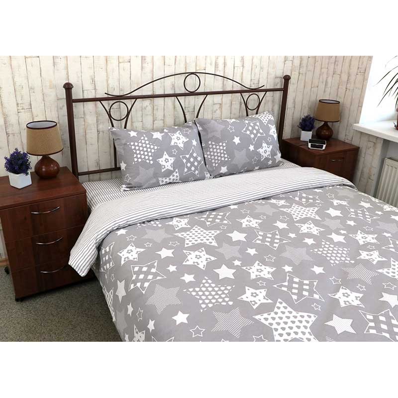 

Комплект постельного белья Руно Евро бязь серый арт.845.114Б_Grey star