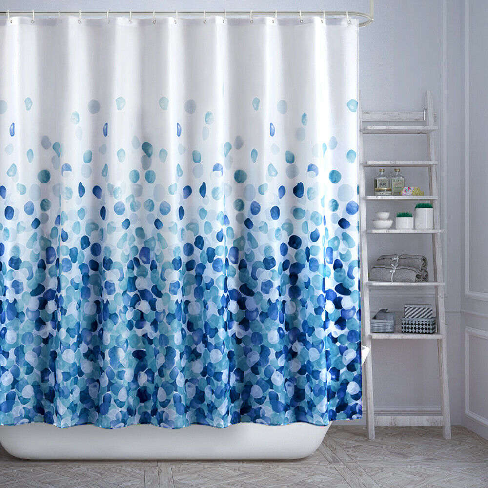 

Штора для ванной с абстрактным принтом белая с синим Blue petals 180 х 180 см Berni Home Белый (51963)