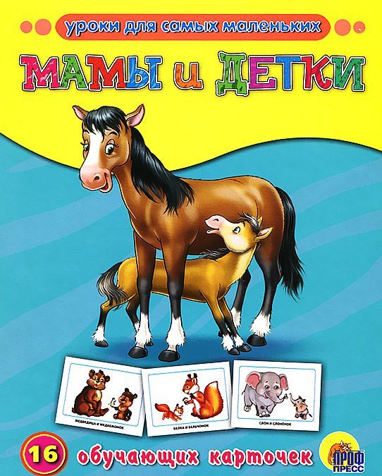 

Мамы и детки. 16 обучающих карточек