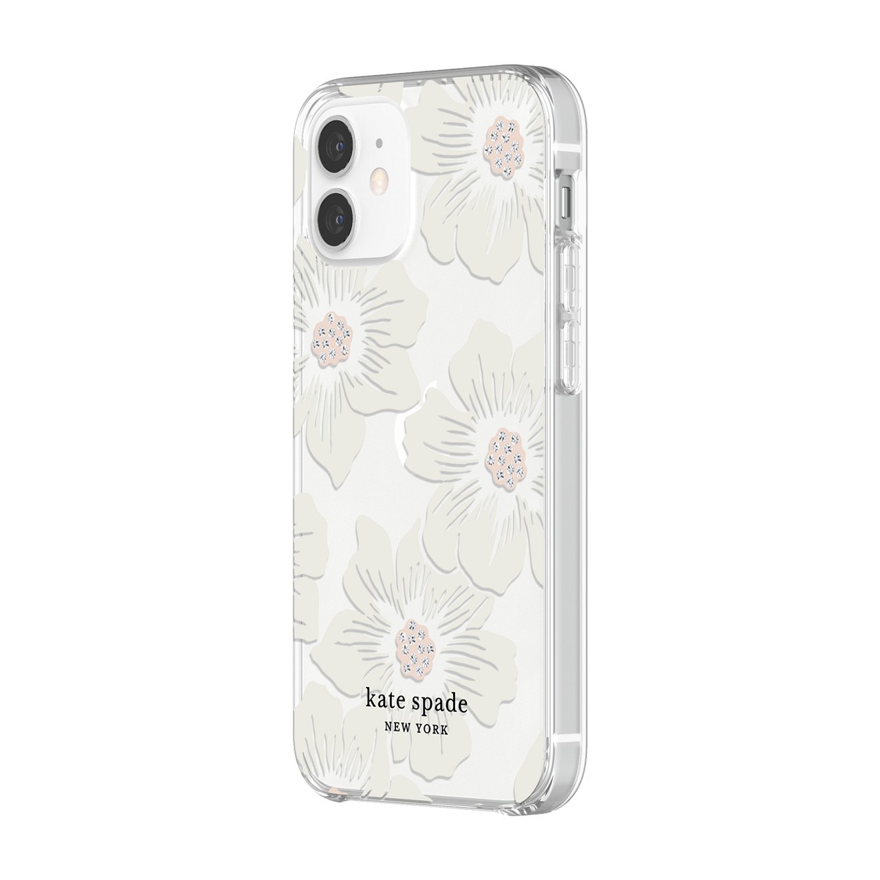 

Чехол для телефона Kate Spade New York Protective Hardshell Case (1-PC Comold) for iPhone 12 - Hollyhock Floral Clear/Cream with Stones (KSIPH-151-HHCCS)