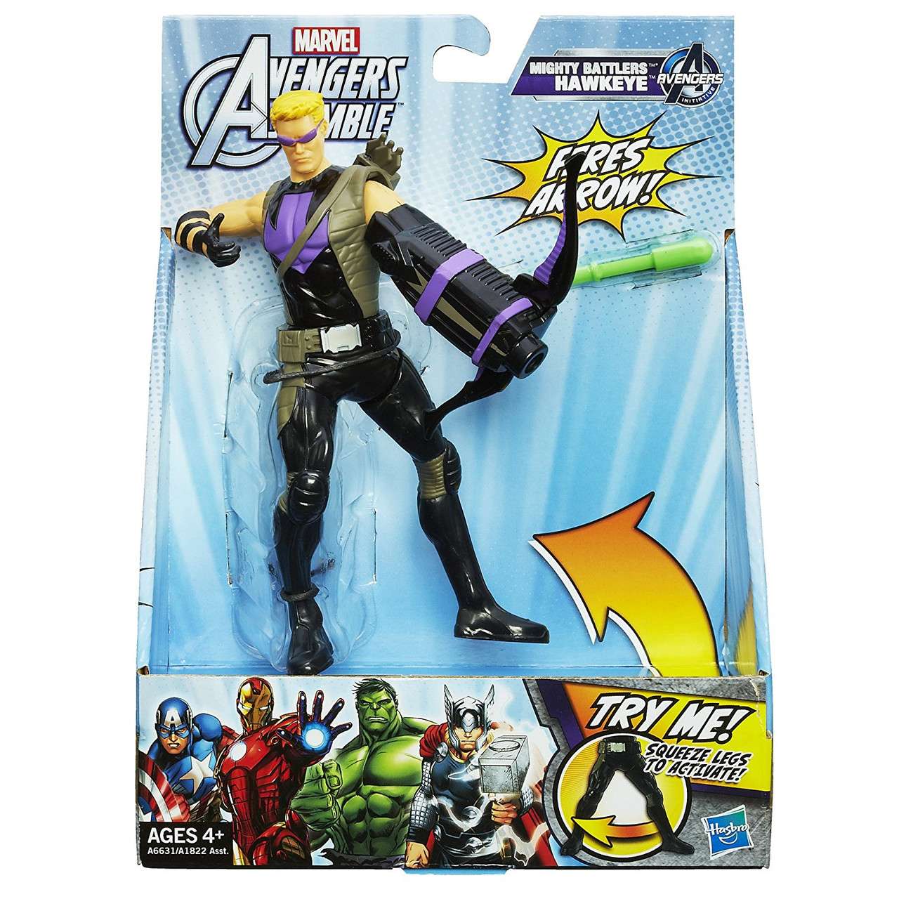 

Стреляющая фигурка Соколиного Глаза, боевое оружие - Hawkeye, Avengers, Assemble, Squeeze Legs,Hasbro - 143174