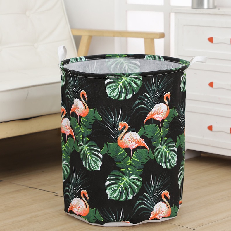 

Корзина для игрушек, белья, хранения Pink flamingos and leaves Berni Home Зеленый (57261)