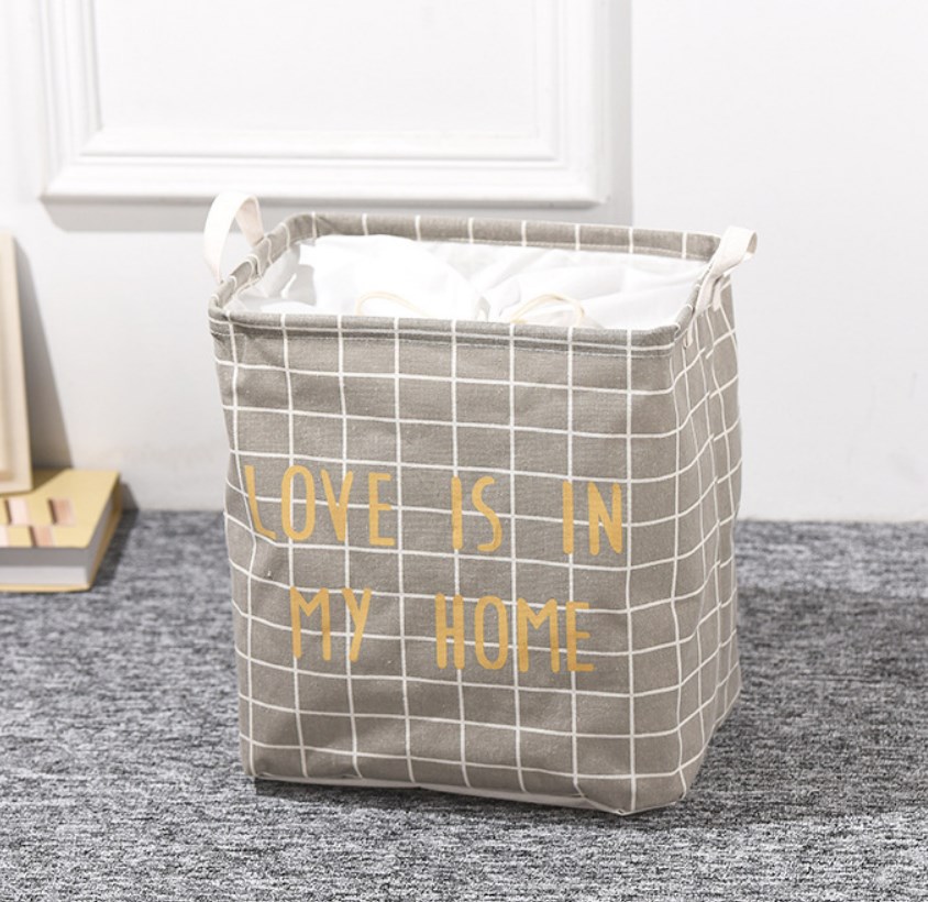

Корзина для игрушек, белья, хранения на завязках Love, серый Berni Home Серый (57275)