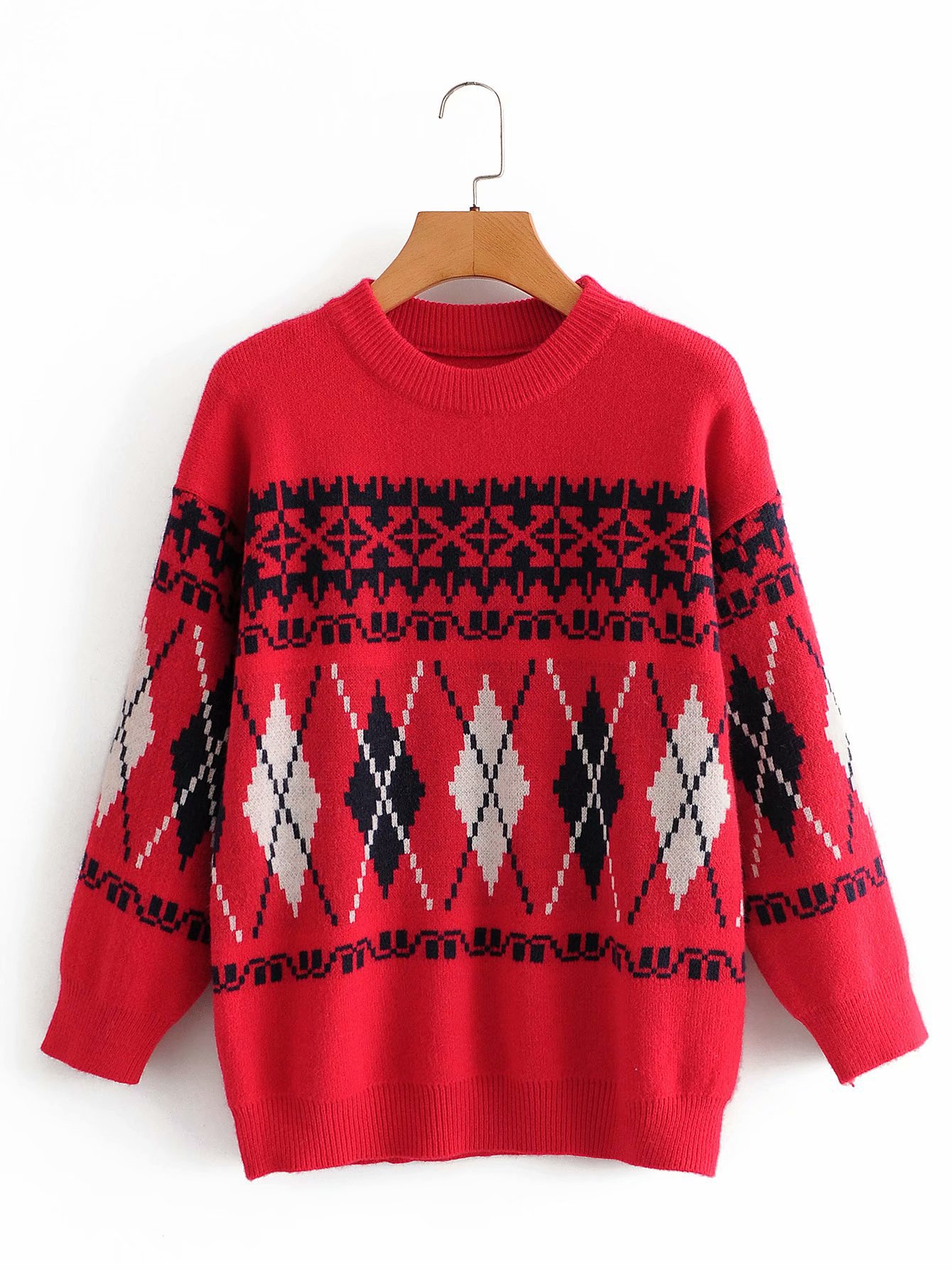 

Свитер женский с этническим орнаментом Tracery Berni Fashion (One Size) Красный
