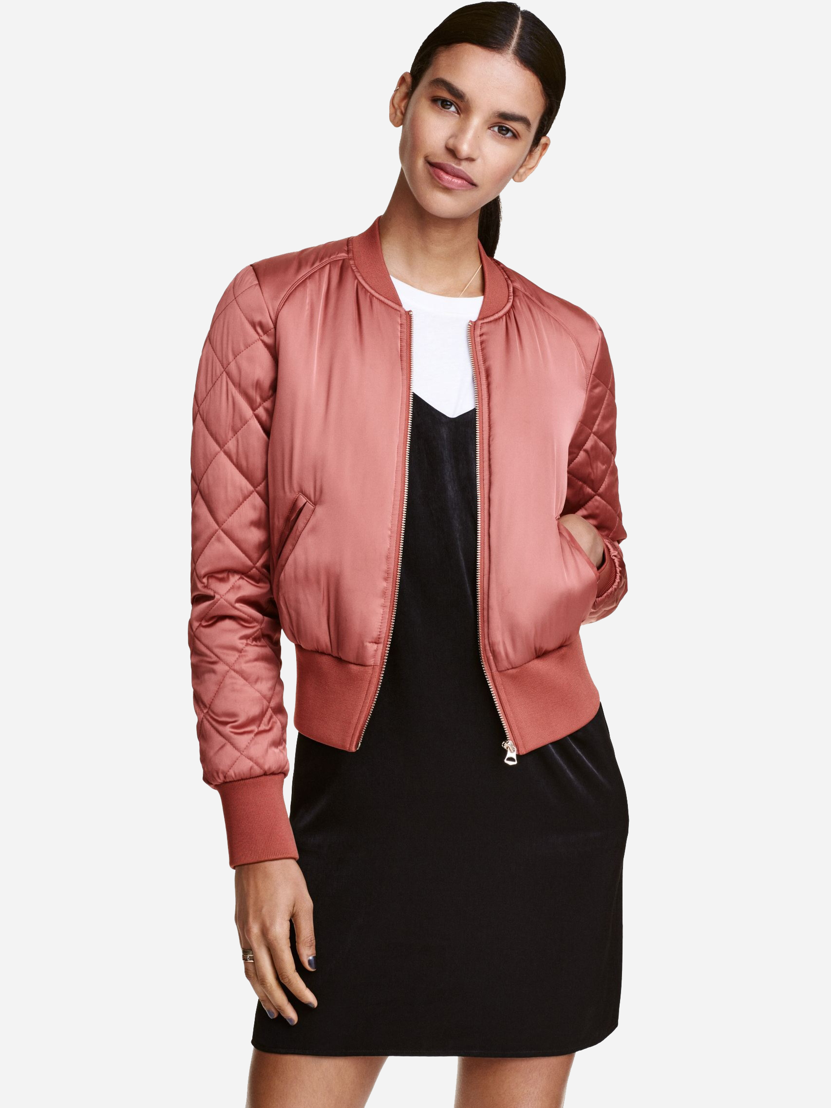 

Бомбер H&M 1512-3145224 34 Темно-розовый