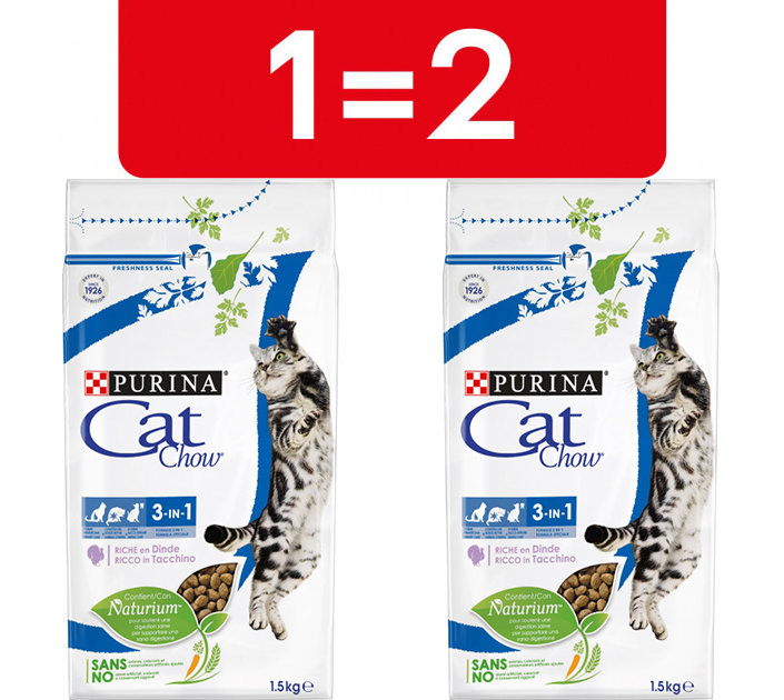 

Благотворительный набор сухого корма для котов Purina Cat Chow 1.5 кг + 1.5 кг