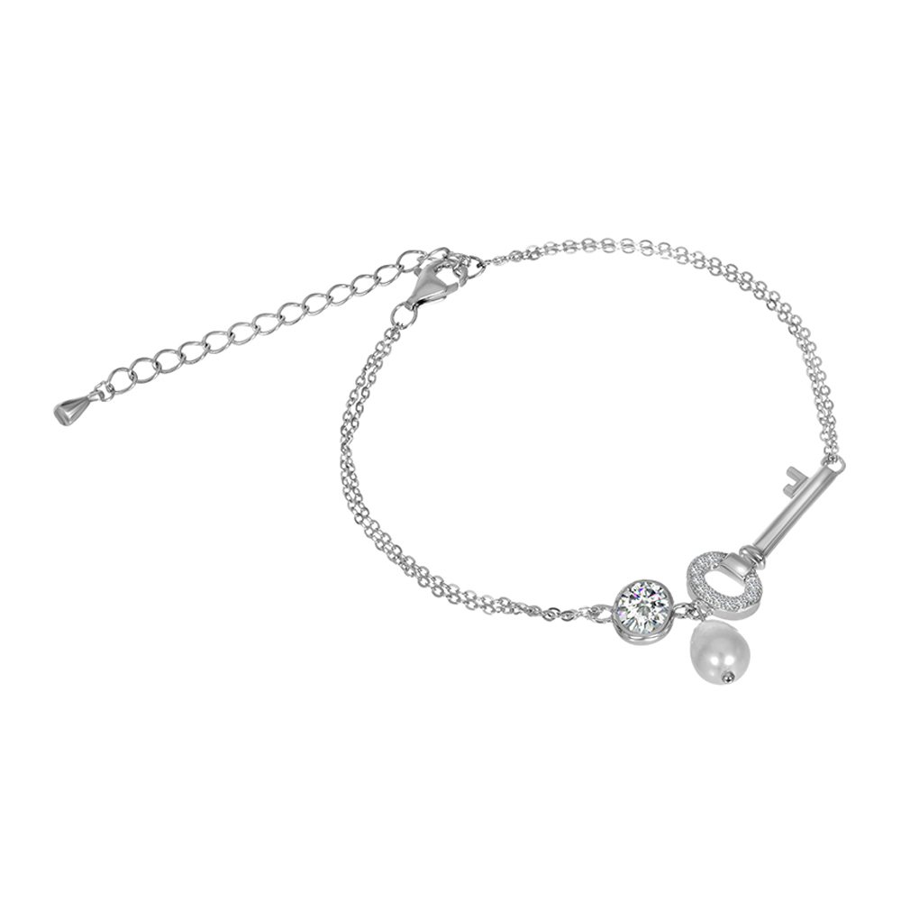 

Серебряный браслет Silvex925 16+5 ±2 см с культ. жемчугом и фианитом (вес 3.5 г) модели Б2ФЖ/486