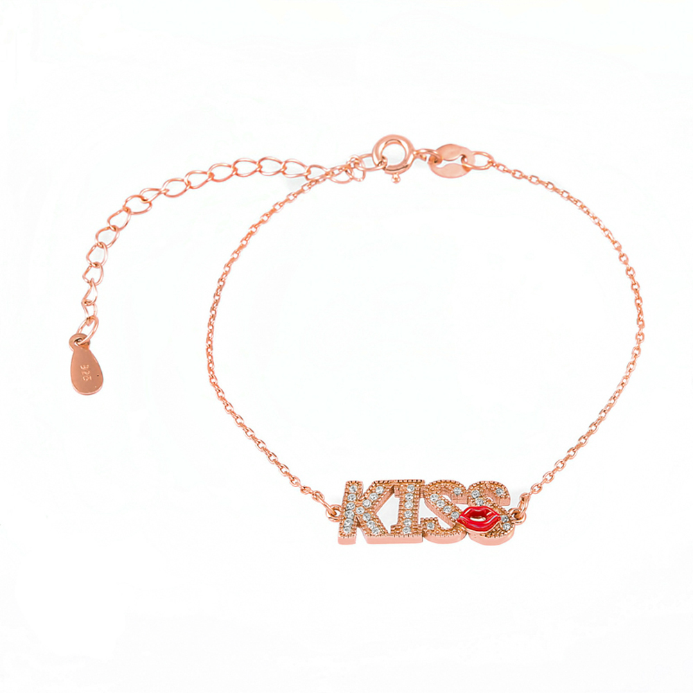 

Серебряный браслет Silvex925 «Kiss» 16+5 см с эмалью (вес 2.6 г) модели Б3Ф/816