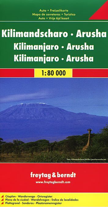 

Kilimanjaro: Arusha: Road and Leisure Map