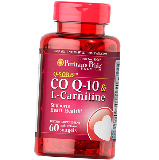 

L-Карнитин с Коэнзимом Q10, Co Q-10 & L-Carnitine, Puritan's Pride 60гелкапс (70367016)