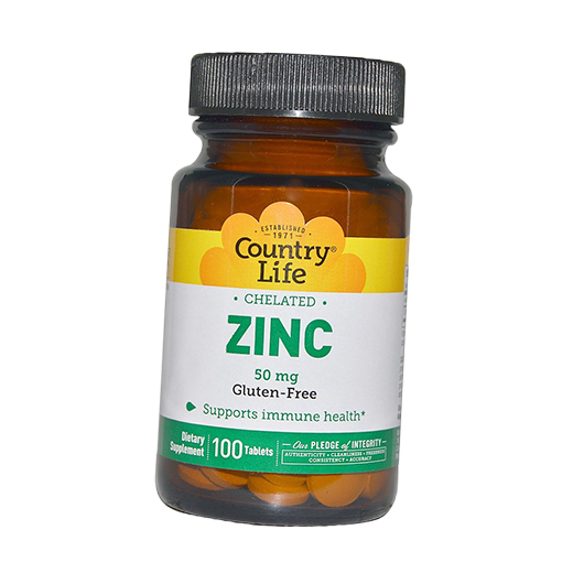 

Хелат Цинка, Chelated Zinc 50, Country Life 100таб (36124077)