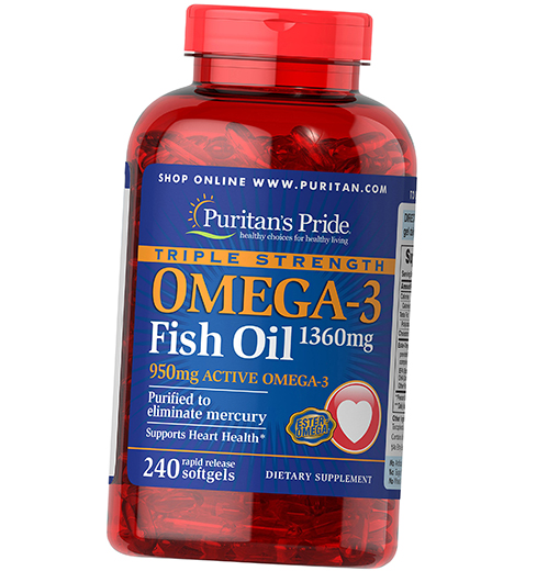 

Омега 3, Omega-3 Fish Oil 1360, Puritan's Pride 240гелкапс (67367012)