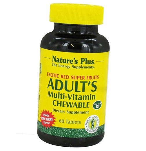 

Жевательные Мультивитамины для взрослых, Adults Multi-Vitamin, Nature's Plus 60таб Ягода (36375095)
