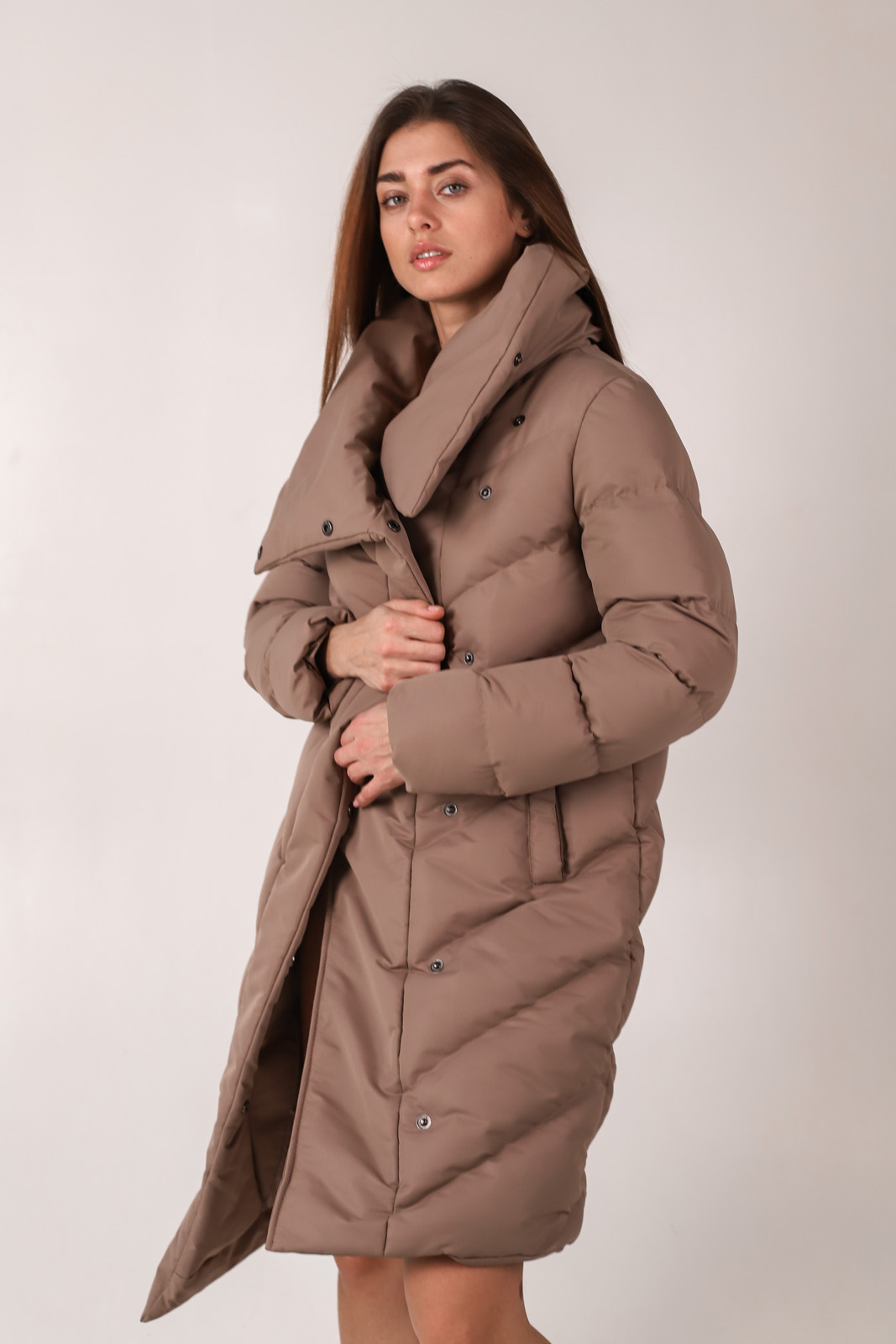 

Куртка Wear me пуховик диагональ XS Темный бежевый 2w/01/35