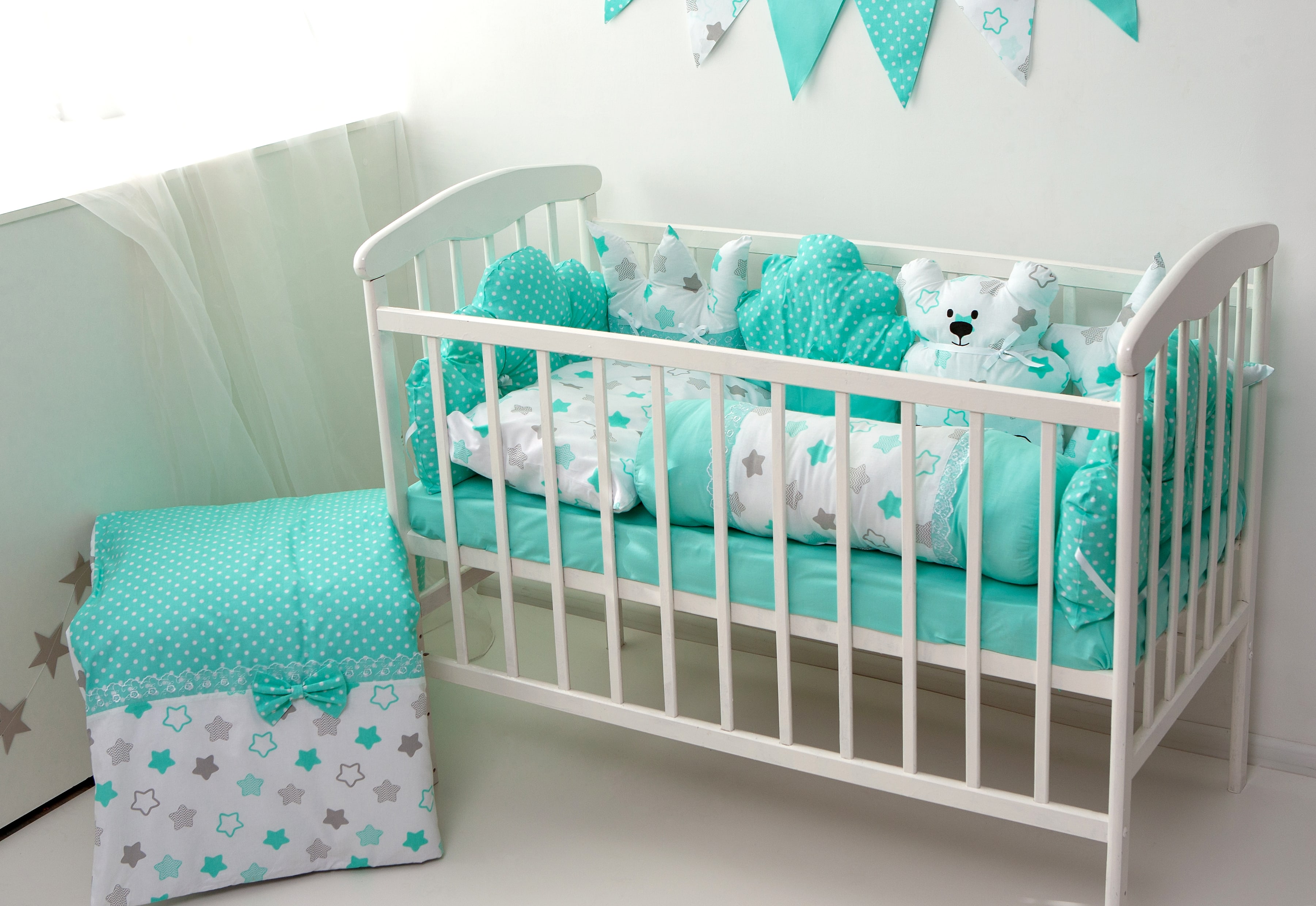 

Полный комплект детского постельного белья в кроватку TeddyBoom Бэйби-Майнт 9 в 1