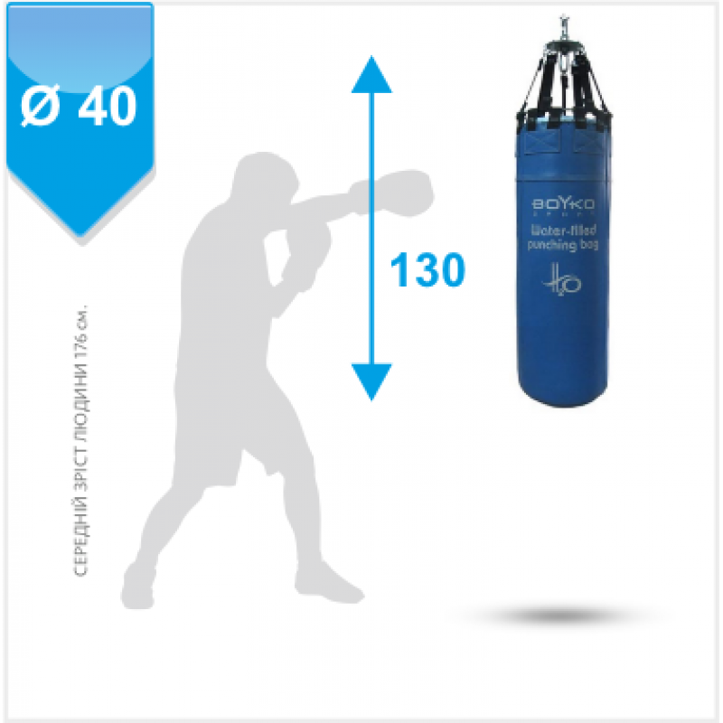 

Мешок боксерский Boyko-Sport водяной 130х40 см, код: bs0442403001-BK