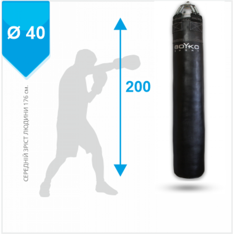 

Мешок боксерский Boyko-Sport цилиндрический 200х40 см, код: bs0412401307-BK