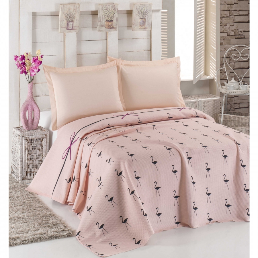 

Покрывало пике Eponj Home - Flamingo pudra пудра вафельное 160*235