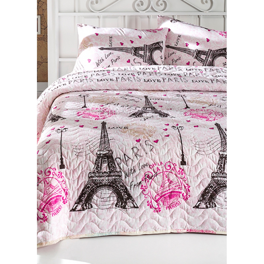 

Покрывало стеганное с наволочками Eponj Home - Fromparis pembe розовый 200*220