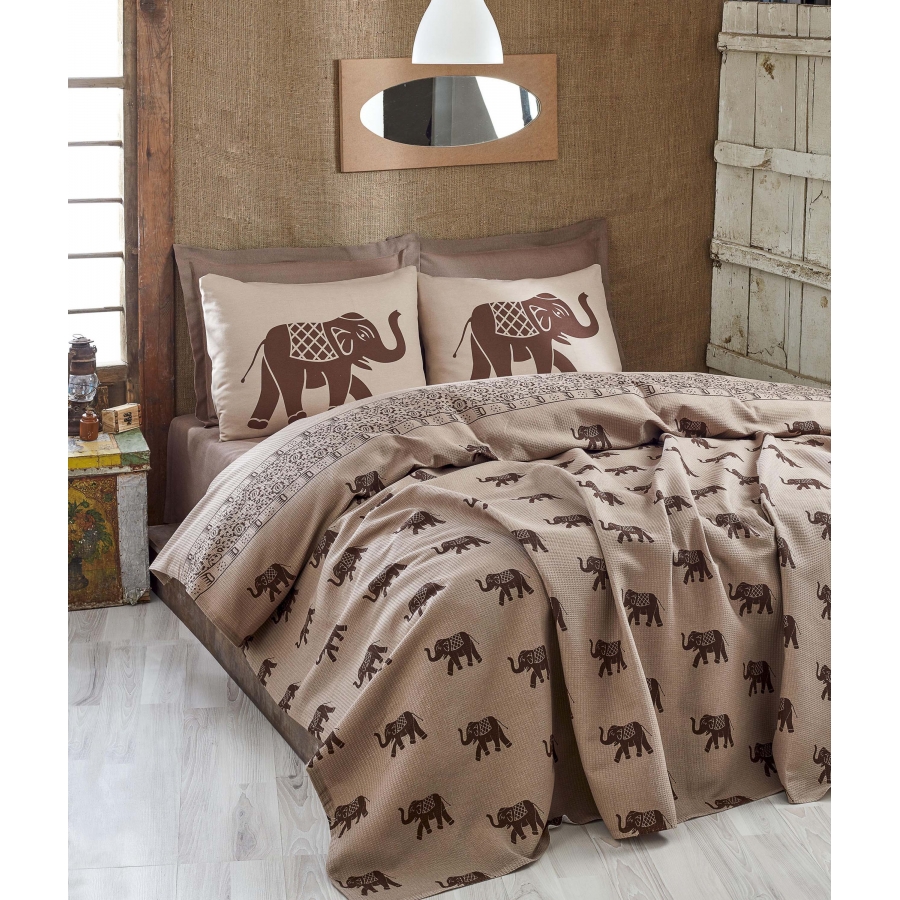 

Покрывало пике Eponj Home - Fil Kahve вафельное 160*235