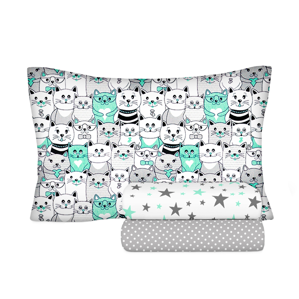

Простынь на резинке Cosas Set Cats Dots 120х60 2 шт + Наволочка 40х60