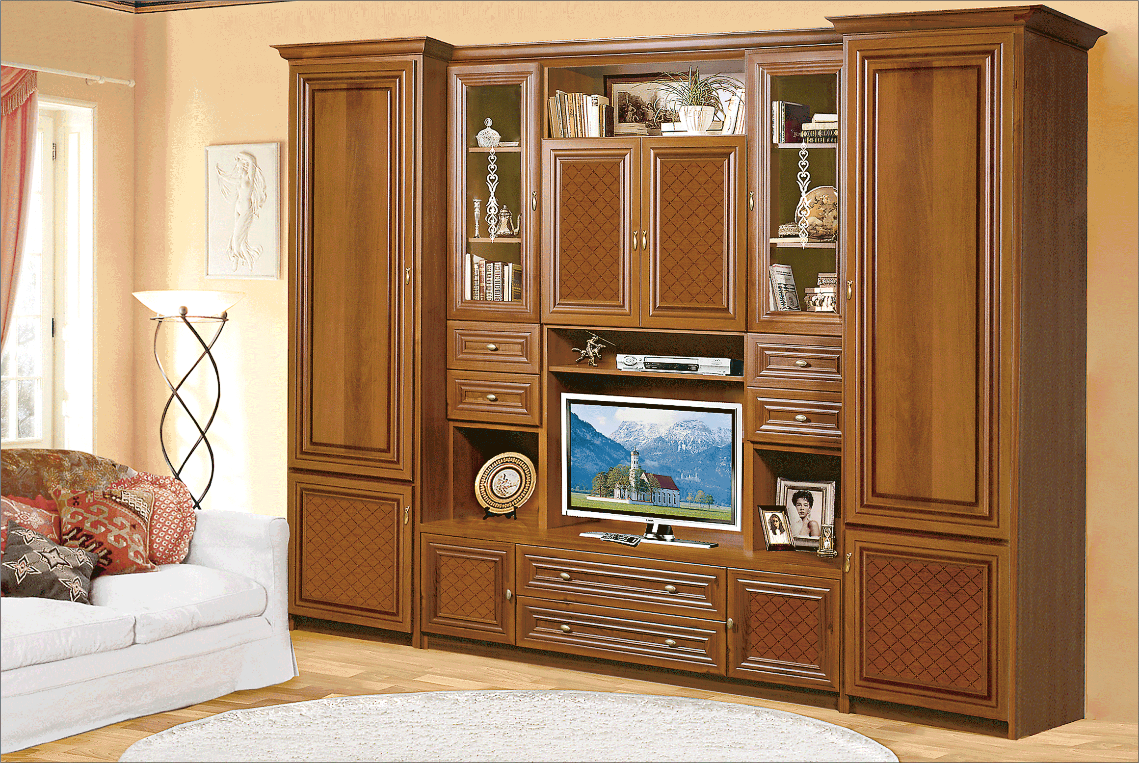 

Гостиная стенка комплект из ДСП и МДФ Софи Скай