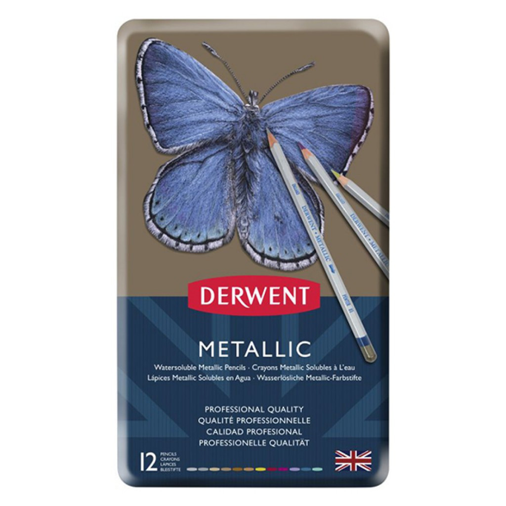 

Набор цветных карандашей Derwent Metallic 12 цветов металлический пенал (700456)