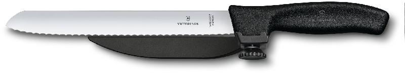 

Кухонный нож SwissClassic DUX 21см волн. с направляющей с черн. ручкой Victorinox Vx68663.21