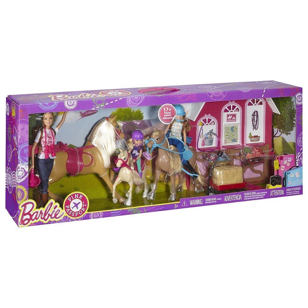 Игровой набор Барби Лошади и Ранчо Barbie Pink Passport Horses and Ranch  Giftset Mattel