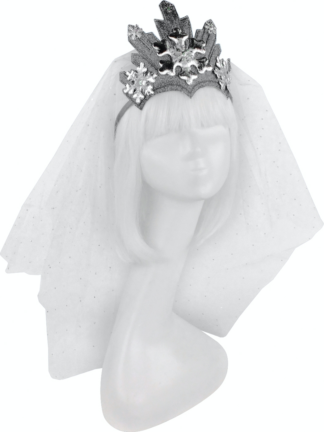 

Корона Снежная Королева мини с фатой Seta Decor 19-1007SL Серебристая