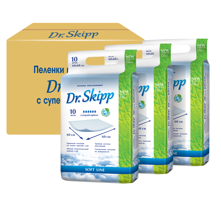 Акція на Упаковка пеленок гигиенических Dr.Skipp SAP 60х60 см 3 пачки по 10 шт (2000107337083) від Rozetka UA