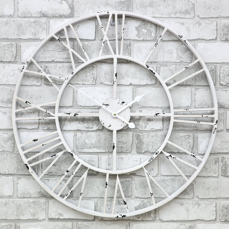 

Часы настенные металлические в стиле винтаж Milano White 60 cm