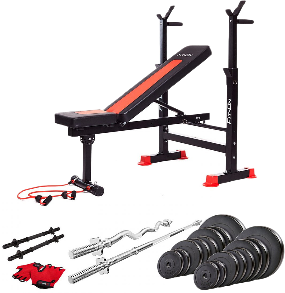 

Скамья тренировочная Fit-On FN-S101 + штанга и гантели 80 кг (2110-0029)