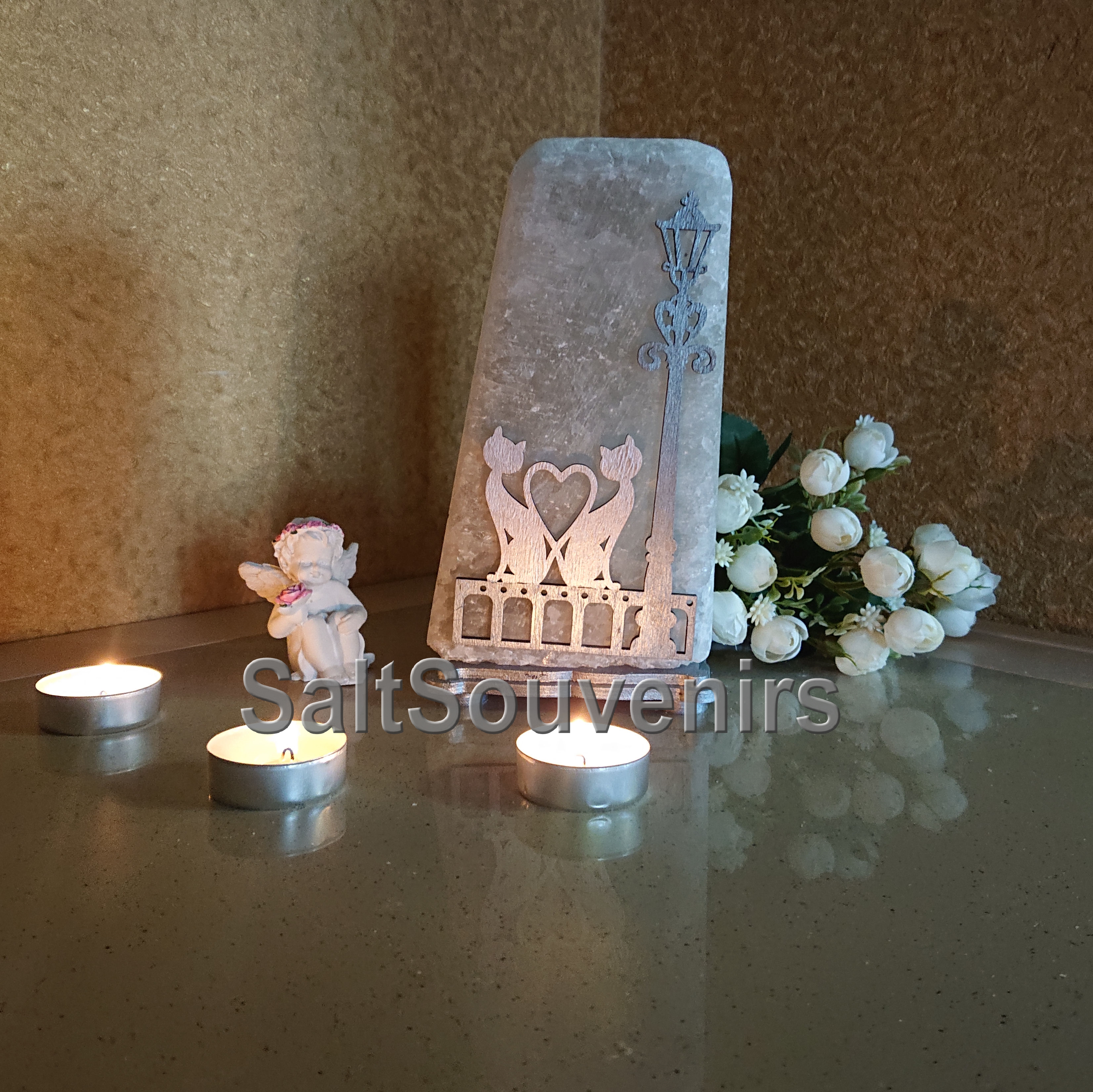 

Соляная лампа EcoDecorLamp Фонарь+коты цветной