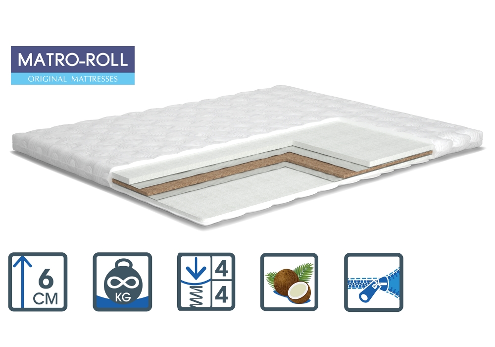 

Тонкий матрас Matroluxe Extra Kokos Matro-Roll-Topper / Экстра Кокос 90х200
