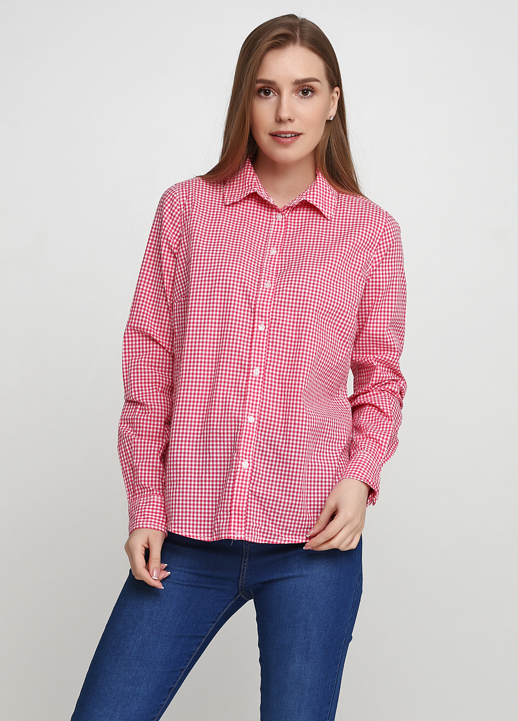 

Рубашка H&M 36 розовый-белый 0208032_клет