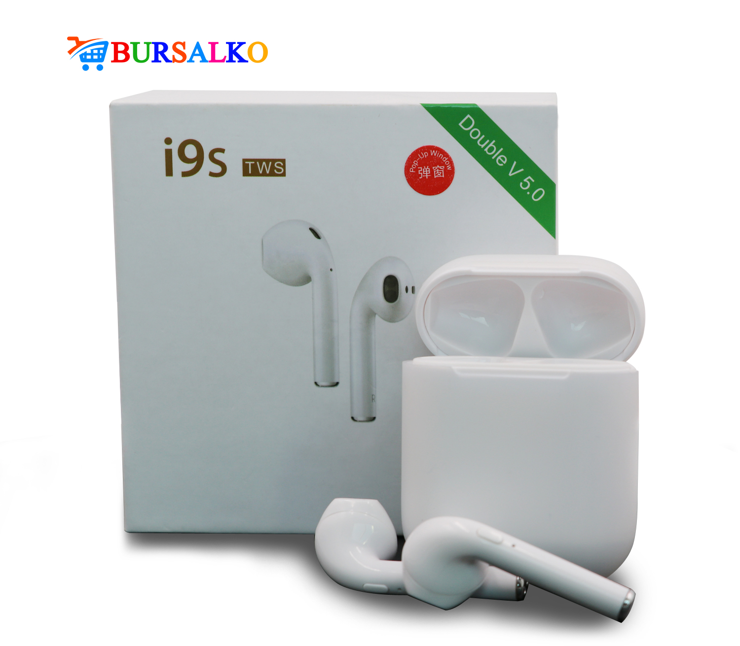 

Наушники беспроводные блютуз TWS i9s tws Double V 5.0 EDR Bluetooth Pop-up NEW Stereo Plus White кейс с силиконовым чехлом 2019 (0050BS)