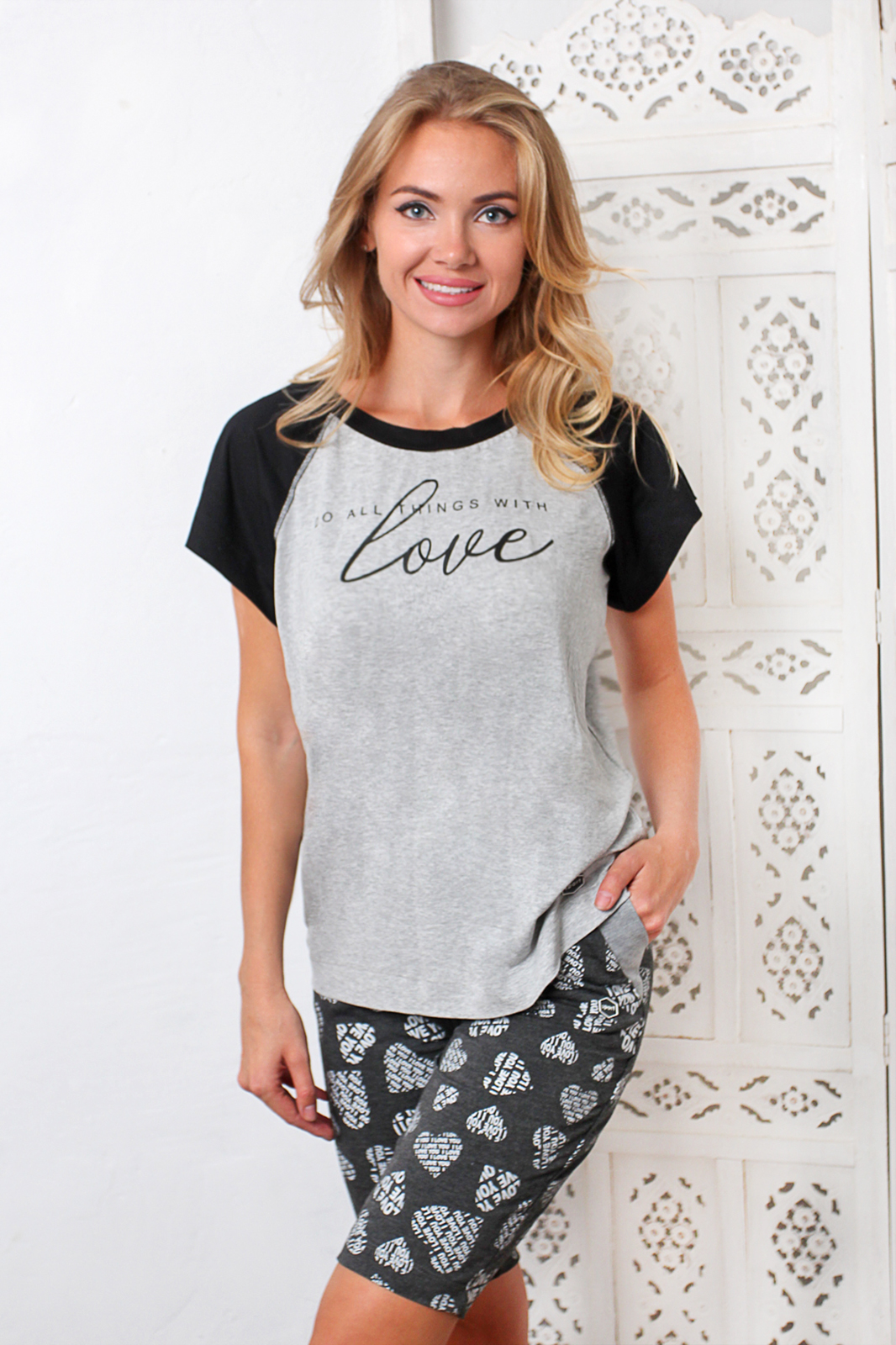 

Комплект Футболка+шорты пижама Fleur Lingerie МЕЛТИ  серый, Комплект Футболка+шорты пижама Fleur Lingerie МЕЛТИ 36 серый