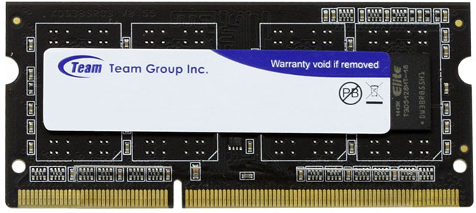 

Оперативная память Team SODIMM DDR3-1333 4096MB PC3-10600 Elite (TED34G1333C9-S01)